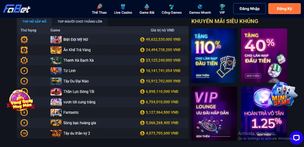 Trò chơi bài và bàn cược casino